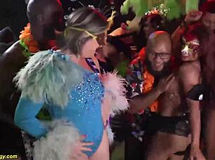 The real Brazilian carnaval turned into an intense anal samba party with gangbang action