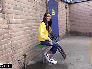 Asian Teen Aria Skye Gets Tight Pussy Pounded Outdoors!