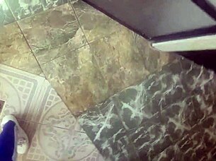 I grab my Mexican girlfriend for quick public bathroom fuck with her tight young Latina pussy on toilet