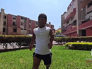 The mini personal trainer made the desperate big-ass Latina shake her hips in a wild sexual debut