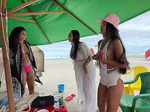 i went on holiday to the beach with friends during spring break and ended up in a wild 4some with young beach asses everywhere