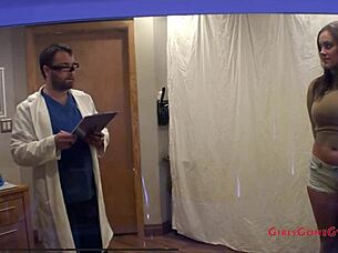 Intense Tampa University Physical with Katie Cummings in Latex Gloves and Vibrator Action