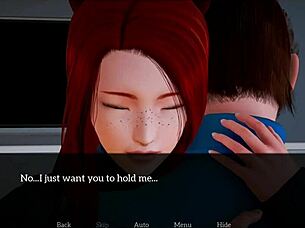 Brunette engages in game with big assets at family gathering.