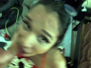 Daisy Ladyboy in Red Stockings Gets Fucked with Blowjob and Anal Action