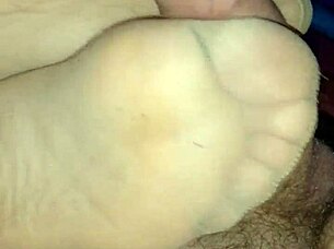 Homemade footjob teasing with tan stockings sensual fetish 😘