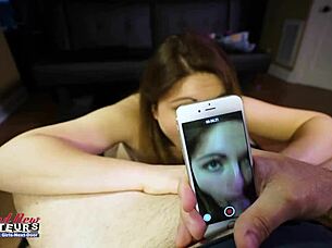 Curvy Brunette Cutie Swallows Cum