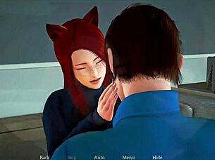 Brunette engages in game with big assets at family gathering.