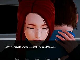 Brunette engages in game with big assets at family gathering.