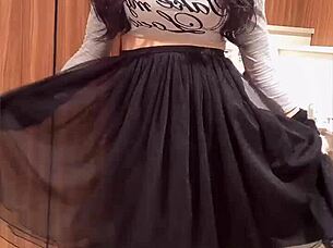 Hey, check out this Japanese shemale with beautiful curves quietly masturbating in a solo session