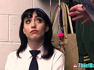 Teen Thief Caught Hiding Stolen Goods In Her Tight Puffy Pussy During Hardcore Uniform Roleplay
