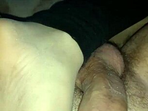 Homemade footjob teasing with tan stockings sensual fetish 😘