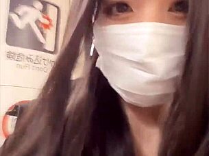 Hey, check out this Japanese shemale with beautiful curves quietly masturbating in a solo session