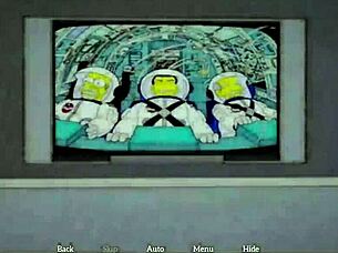 Brunette engages in game with big assets at family gathering.