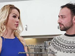 In a hospital setting, doctor Charles Dera engages with patient Cherry Kiss in a cheating encounter while her husband watches