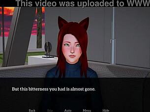 Brunette engages in game with big assets at family gathering.