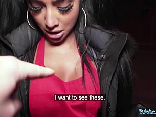 Public agent spots sexy Asian with fantastic tits and ass then seduces her outdoors.