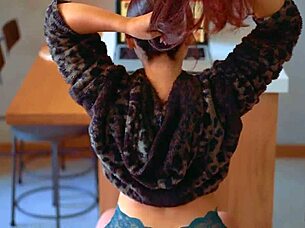 gorgeous young latina babe teases sensually in sheer lace, posing adorably with big ass exposed