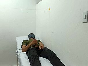 i uh love when this kinky doctor jerks his big cock in the office like that