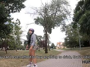 Naughty Chick Cheats on Cuckold Boyfriend with Rich Stranger for Cash