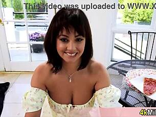 french milf with stunning face reveals massive tits before intense pov pounding