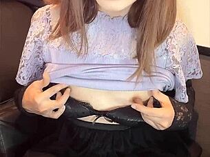 Japanese Crossdresser Quietly Masturbates In Cute Outfit, Teasing With Anal Play?