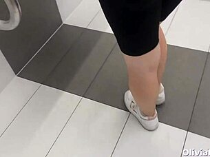 Pool game turns into a slutty blowjob with big tits and facial cumshot in the public toilet