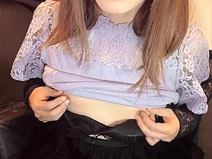 Japanese Crossdresser Quietly Masturbates In Cute Outfit, Teasing With Anal Play?