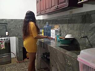 I pull out the bait from his penis in the kitchen with a luxurious homemade blowjob