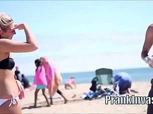 kissing prank compilation turns sexual with easy girls in la showing big tits and rough action