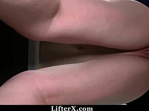 Panty thief teen bent over punished with rough doggystyle fucking by mall officer's big cock