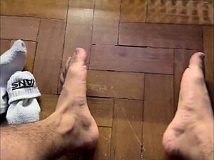 big feet and massive big black cock action