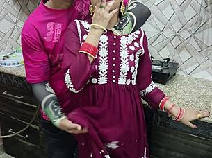 Indian desi bhabhi gets fucked hard by devar in kitchen with rough cowgirl blowjob and cumshot