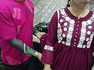 Indian desi bhabhi gets fucked hard by devar in kitchen with rough cowgirl blowjob and cumshot