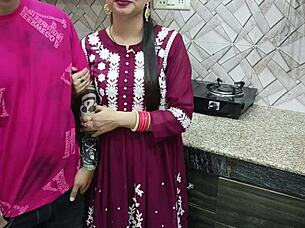 Indian desi bhabhi gets fucked hard by devar in kitchen with rough cowgirl blowjob and cumshot