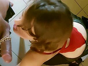 French Amateur Slut Delivers Intense Blowjob Deepthroat Rimming Rim Job Ass Fingering In Red Satin Bodysuit Green Leather Pants And Heels