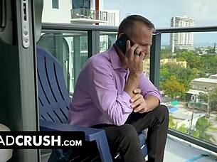 Loving dad tries to discipline naughty teen but ends up fucking her hard