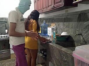 I pull out the bait from his penis in the kitchen with a luxurious homemade blowjob