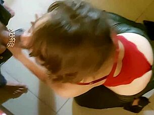 French Amateur Slut Delivers Intense Blowjob Deepthroat Rimming Rim Job Ass Fingering In Red Satin Bodysuit Green Leather Pants And Heels