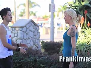 kissing prank compilation turns sexual with easy girls in la showing big tits and rough action