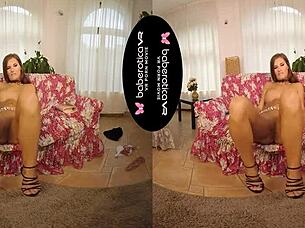 I love how Jenifer Jane masturbates solo with dildo in VR