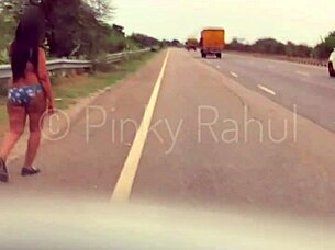pinky takes on a bold naked dare flashing across busy indian highways in outdoor adventure