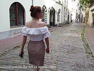 Hey, isn't this the perfect lesbian date with Margarita using strapon outdoors?