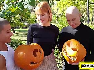 oh man, look at dolly dyson's pussy getting pounded by his buddies in this humiliating mmf double creampie action with big natural tits bouncing