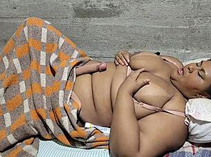 Futanari Chubby Brazilian Stepmom Gets Huge Cock and Massive Cum Load in Homemade Scene