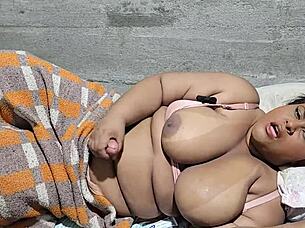 Futanari Chubby Brazilian Stepmom Gets Huge Cock and Massive Cum Load in Homemade Scene