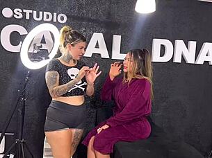 wow this tattoo artist licks bodybuilder client's ass until she cums right in her mouth so intense!