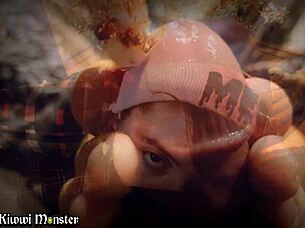 Kiwwi swallows cum in monster blowjob compilation