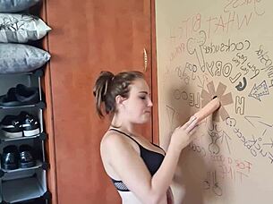 tattoo girl glory hole fucking and sucking cock