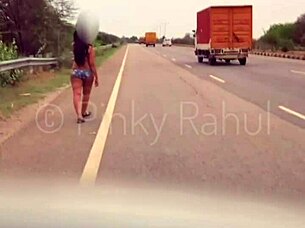 pinky takes on a bold naked dare flashing across busy indian highways in outdoor adventure