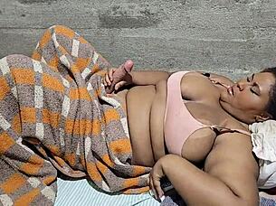 Futanari Chubby Brazilian Stepmom Gets Huge Cock and Massive Cum Load in Homemade Scene